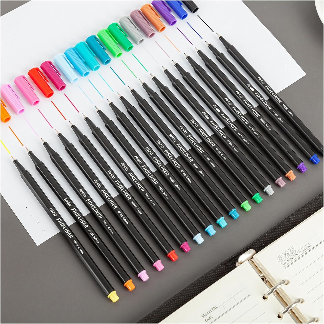 Fineliner Pen, Color Pens for Drawing, Calendar, Coloring, Writing, Note Taking, Journaling,18ct Colors Fine Line Porous Fine Point Markers, School Office Teacher Art Supplies